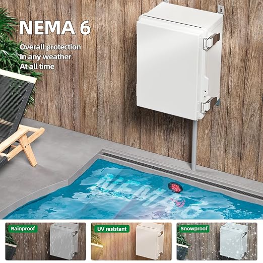 UL Certified Junction Box, NEMA 6 Weatherproof 94V-0 Flame Retardant, Plastic Electrical Enclosure for Industrial Projects, Includes Mounting Plate (Grey Cover, 14.6"×10.6"×5.9")