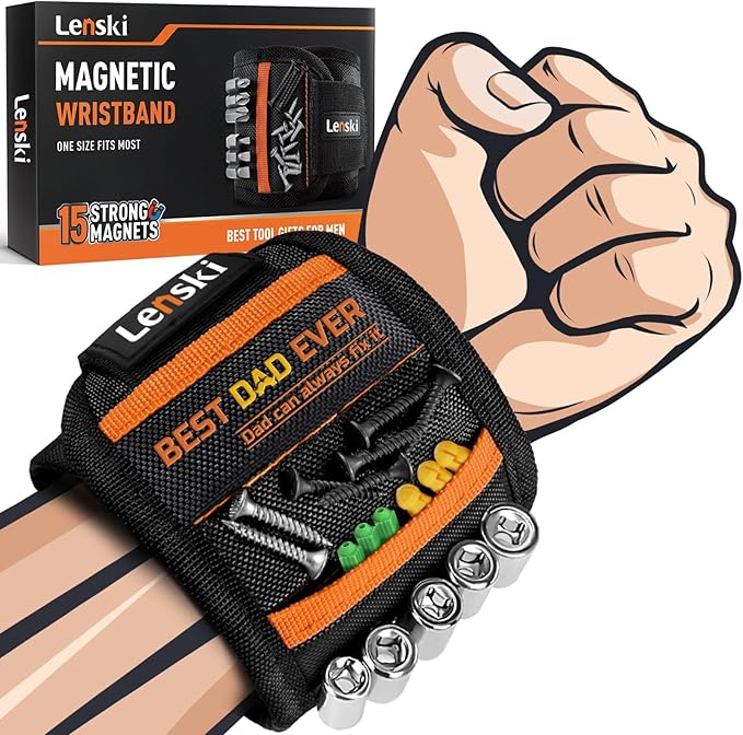 Lenski Dad Gifts from Daughter Wife Son, Magnetic Wristband Mens Gifts for Dad Gift for Fathers Day, Personalized Father's Day Gift Ideas, Gifts for Dad Who Wants Nothing