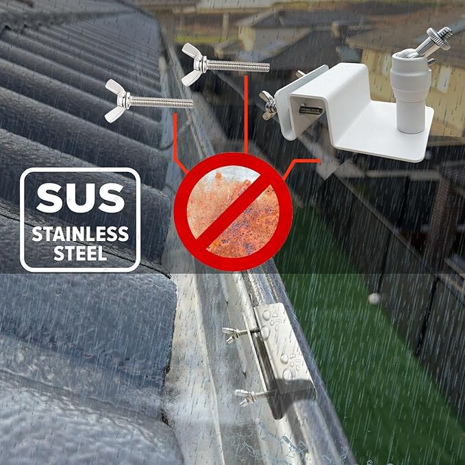 WiTi Stainless Steel Universal Solar Panel Gutter Mount for Eufy, Arlo, Wyze, Reolink Solar Panels and More (White)
