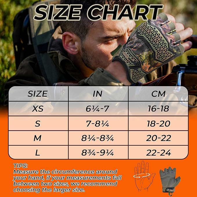 HANDLANDY Fingerless Work Gloves for Mens & Women, Uwrist Half Finger Shock-Absorbing Breathable Glove