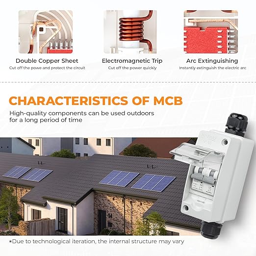 Solar Panel Disconnect Switch 40Amps 550V DC Miniature Circuit Breaker Box for Solar PV Homes Battery (40 Amp)