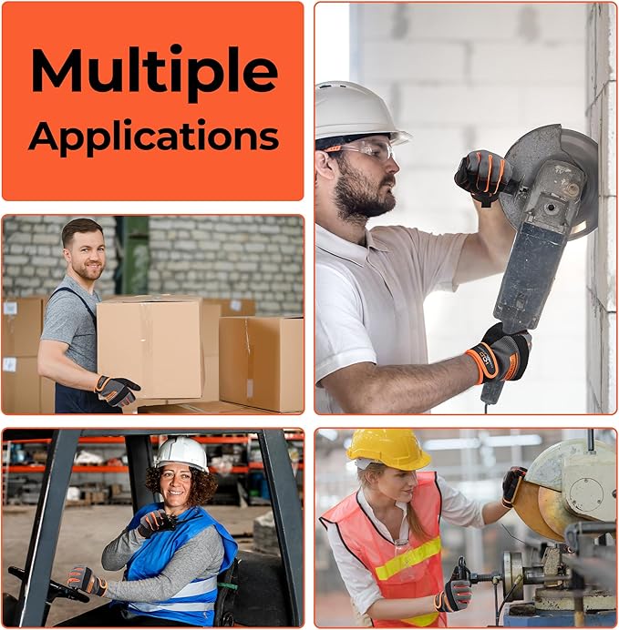 HANDLANDY Work Gloves for Men & Women, Utility Mechanic Working Gloves Touch Screen, Flexible Gardening Gloves for Yard