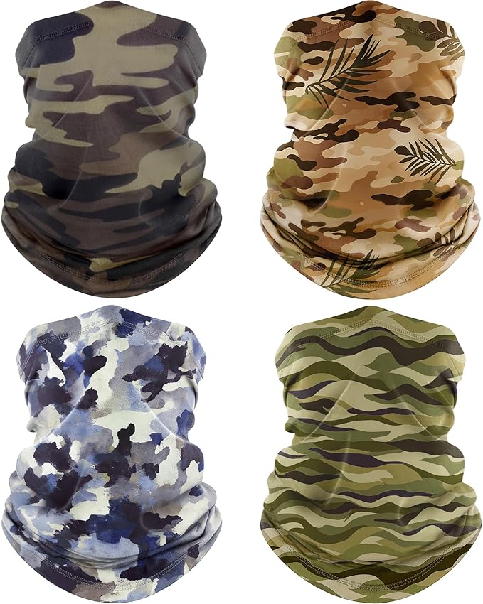 4 Pack Neck Gaiter, Cooling Breathable Face Mask UV Protection Scarf Hiking Bandana for Men/Women