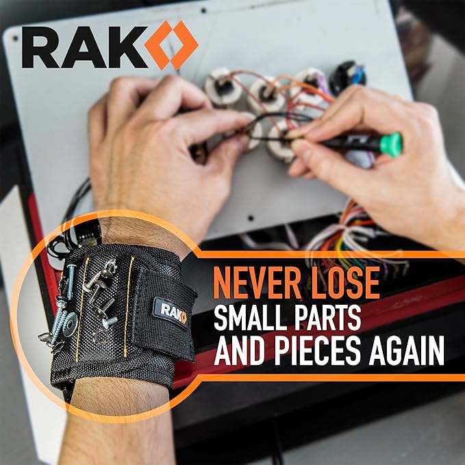 RAK Magnetic Wristband for Tools - Premium Tool Belt for Holding Screws Nails with Powerful Magnets, Birthday Gifts for Men, Cool Gadgets Stuff Gifts for Dad, Husband, Grandpa, Handyman, Him