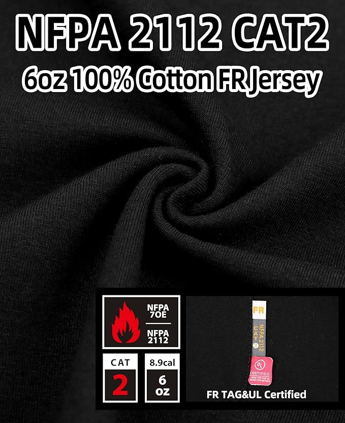 KONRECO FR Shirts for Men Crewneck 6oz Jersey Lightweight Flame Resistant Work T Shirt NFPA2112 CAT2