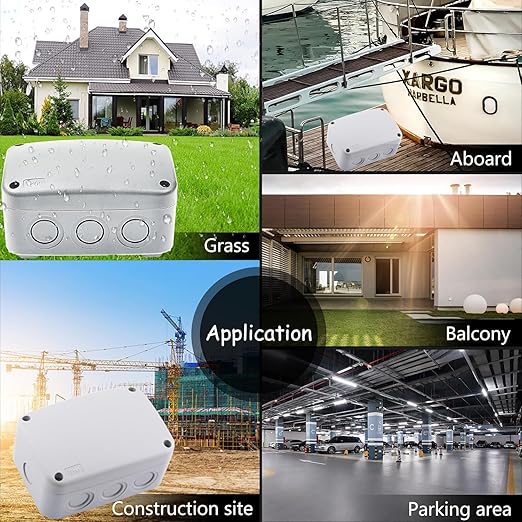 Outdoor Junction Box,Nineleaf White IP66 Weatherproof Electrical Project Boxes PVC/ABS Plastic Enclosure Box Universal Watertight 4.9 x 3.3 x 2.3 inch, with 4PK White 20mm Cable Gland Grey(1 Set)