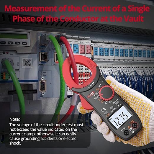 BINTA Digital Clamp Meter, Multimeter 2000 Counts with Auto Range NCV TRMS, 600A AC Amp clamp multimeter with Ohm Measures, Capacitance Resistance Diodes, 2PCS Alligator Clips