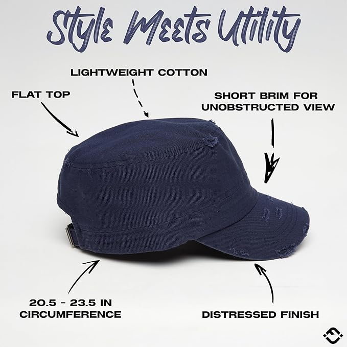 Funky Junque Distressed Military Hat – Newsboy Hats for Women, Short Brim Army Baseball Cap, Womens Cadet Hat Trendy Style
