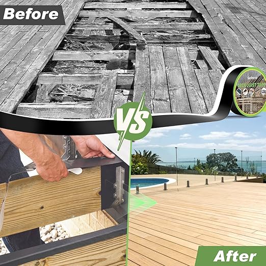 Sofrose Joist Tape for Decking,2" x 50' Deck Joist Tape,Weather Resistant,Waterproof Butyl Self-Adhesive Flashing Tape for Wood Joists, Decks, Beams, Roof (6 Rolls)