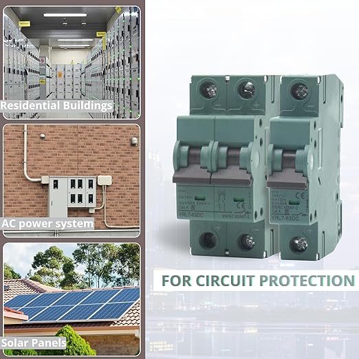 16A DC Circuit Breaker | 500V 2-Pole Solar Disconnect Switch | DIN Rail Mount for Solar Panels, PV Systems, Off-Grid & Battery Protection | Short Circuit Protection