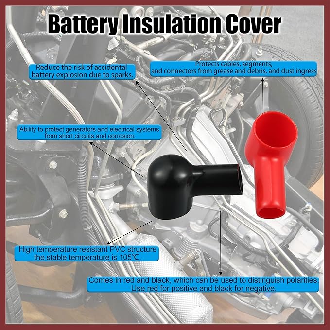 Battery Terminal Boots Insulating Rubber Covers Red Black Cable Lug Protector Cover Lug Caps for Car Marine 20 Pcs Replace Parts