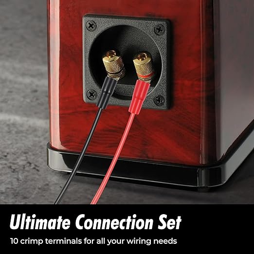 InstallGear 1/0 Gauge AWG Tinned Pure Copper Lugs Ring Terminals Connectors with Heat Shrink (10 Pack - 5 Positive/5 Negative) | 1/0 Ring Terminal Electrical Connectors with Heat Shrink