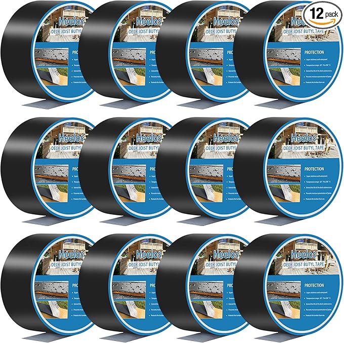 Deck Joist Tape Butyl Joist Tape 1-5/8'' x 50' Flashing Joists Tape for Decking for Flashing Decks and Beams Building Joists(12 Rolls)