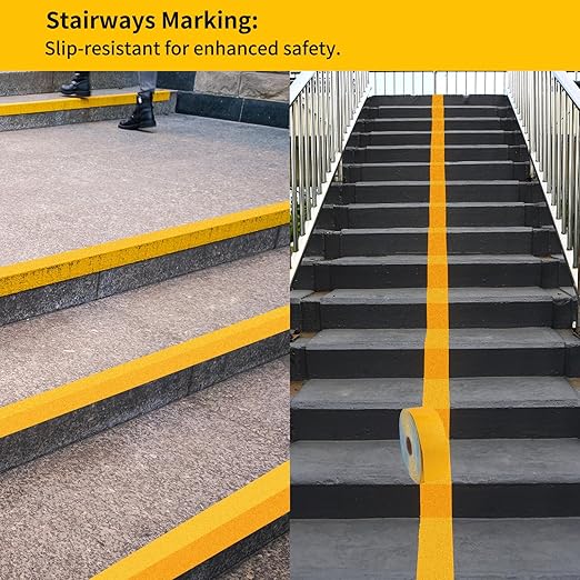 Reflective Pavement Tape, Slip-Resistant & Durable. Heavy-Duty Rubber Base for Outdoors. Ideal for Driveways, Walkways & Parking Areas (Yellow, 2 Inch X 148 Feet)