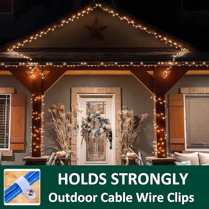 50 Pack 3/4 inch Rope Light Clips with Stainless Steel Screws, Plastic Cable Clips Wire Clamp for String Lights, Christmas Light Clips Cable Wire Clamp, P-Type Mounting Clips