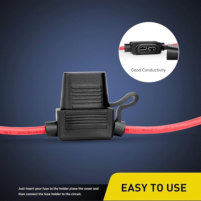 Nilight GA0004 5Pack 12AWG Inline Wiring Harness 12 Gauge ATC/ATO Automotive Holder with 30A Fuse Blade Standard Plug Socket-5 Pack, 2 Years Warranty