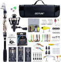 GOTURE Telescopic Fishing Rod and Reel Combos, Carbon Fiber Travel Fishing Pole, 9+1 BB Spinning Reel, Saltwater Freshwater Fishing Gear Kit with Braided Line, Lures, Carrier Bag for Bass Trout