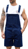 Bindefon Denim Overalls for Men Jean Shorts Jumpsuit Work Bibs Coveralls with Zipper
