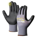 COOLJOB 12 Pairs Nitrile Rubber Dipped Safety Work Gloves with Grip Dots, Seamless Knit Nylon Gloves with 2 Fingers Touchscreen, Non-slip Coated for Warehouse, Home Improvement, Yard, Grey Medium