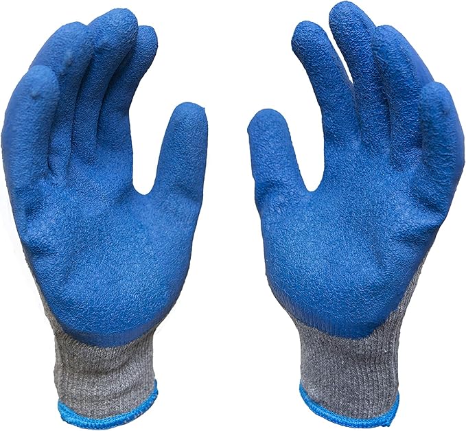 G & F Products - 3100M-10 120 Pairs Medium Rubber Latex Double Coated Work Gloves for Construction, gardening gloves, heavy duty Cotton Blend Blue