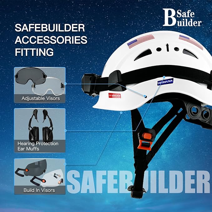 Construction Safety Helmet with Headlight Hard Hat Headlamp Adjustable Ventilation Hardhats Work Head Protection Certified ANSI/ISEA Z89.1