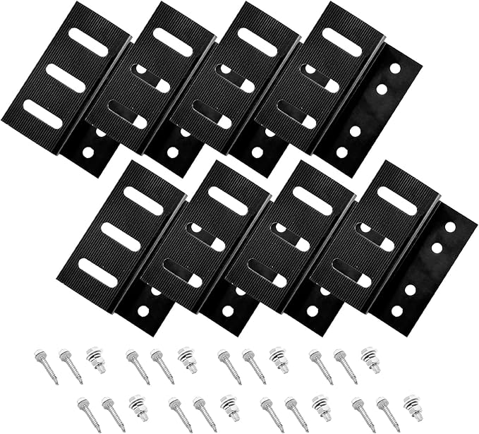 Newpowa Solar Panel Mounting Z Brackets, with Nuts and Bolts, Designed for PRO Series, Black, 2 Set of 4 Units