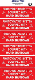 Solar Label-6X-PHOTOVOLTAIC System Equipped with Rapid Shutdown-PV Label Pack-6’’ X 2’’