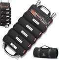 Roll up tool bag with Carabiners - 5 Large Oversized Pockets with Labels-Tool roll bag organizer - Canvas foldable tool Bag organizer | Tool organizer bag for Mechanic, Electrician & more
