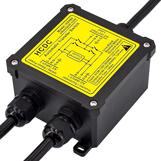 AC120V 15Amp Automatic Transfer Switch, ATS Auto Transfer Switch (Core Wires + NEMA 5-15P)
