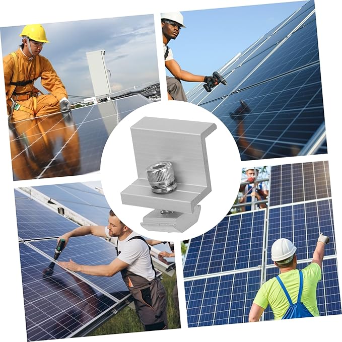 12pcs Solar Panel Mid Clamps Bracket Clips for Photovoltaic Systems Easy Installation Solar Panel Holder for Outdoor Use Stable and Support
