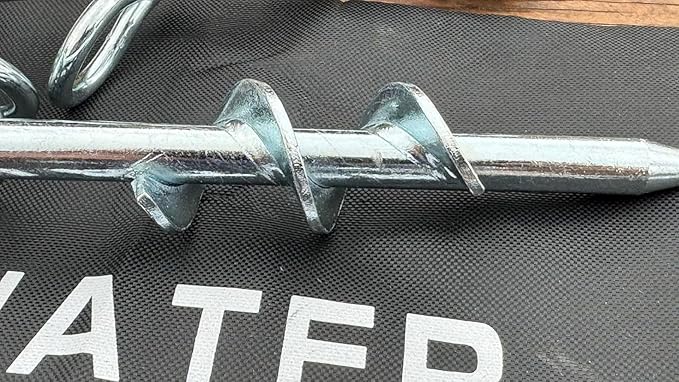 Ground Anchors Screw in 6 Pack-12 Inch Double Arbitrary Direction Galvanized Tent Stakes Kit for Swing and Trampoline Set High Wind Solid Metal Hex Head Dog Tie Out Stake