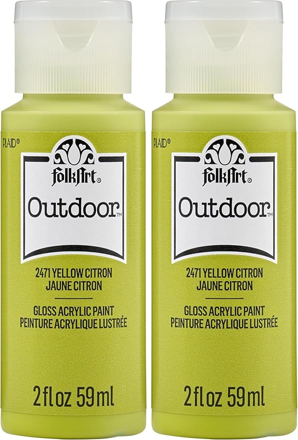 FolkArt Outdoor Acrylic Paint in Assorted Colors (2 Ounce), 2471 Yellow Citron (Pack of 2)