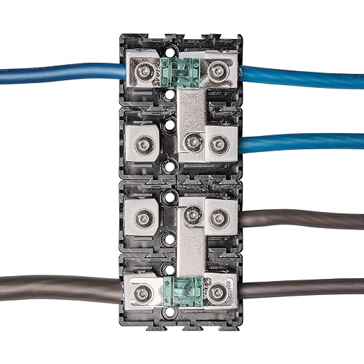 NVX XFMMINI 4/8 Gauge Mini-ANL/MANL/AFS Modular Inline Fuse Holder – Linkable Fuse Block with Solid Brass & Satin Chrome Finish – Car & Marine Audio Circuit Protection