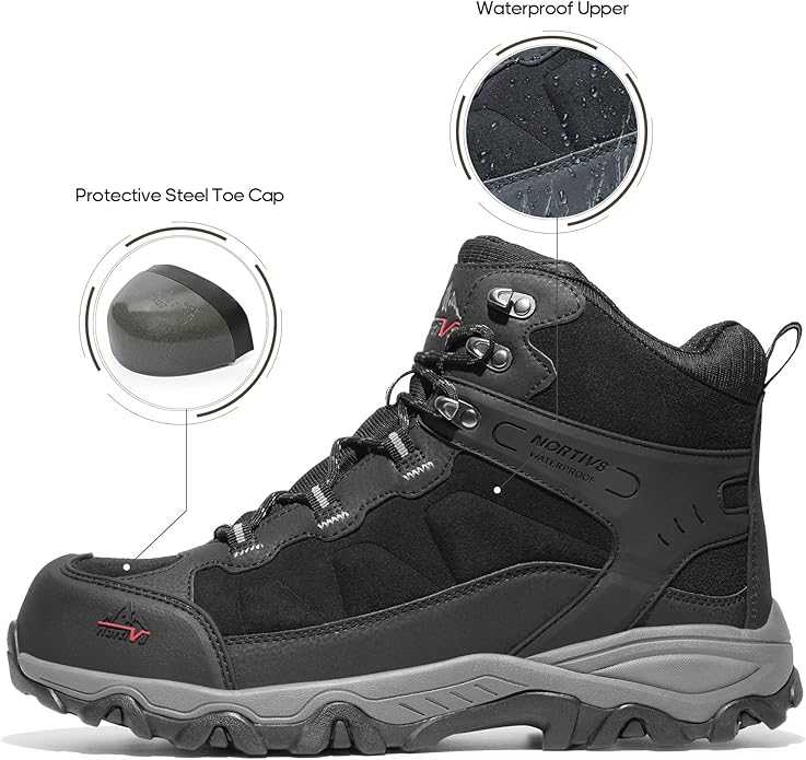 NORTIV 8 Waterproof Steel Toe Boots for Men Slip Resistant Safety Industrial Boots Paladin-Steel
