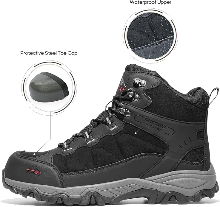 NORTIV 8 Waterproof Steel Toe Boots for Men Slip Resistant Safety Industrial Boots Paladin-Steel