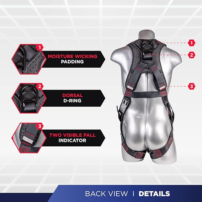 Palmer Safety Fall Protection Safety Harness Kit I Construction Harness + Various Lanyard + D-Ring Extender