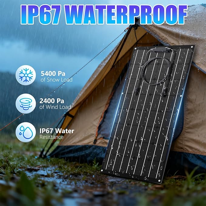 KEPEAK 100W 18V Flexible Solar Panel Monocrystalline for 12V Battery Charging, Semi-Flexible Lightweight Solar Panel with MC4 for RV Marine Boat Camper Van Trailer Off-Grid Power