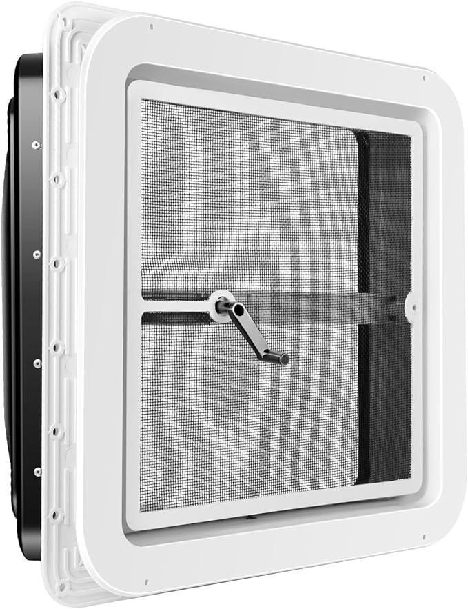 RV Roof Vent Kit 14" x 14" Manual Lift Black Lid