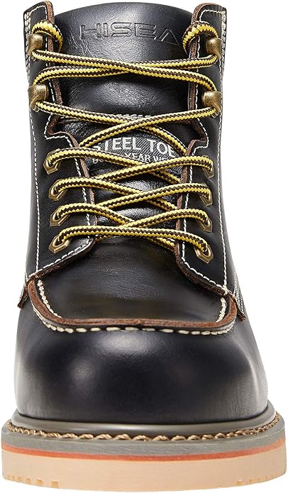 HISEA NINGO Work Boots for Men Steel/Soft Toe Boots,6” Water Resistant Slip Resistant Industrial & Construction Work Shoes, Composite Toe Working Boot