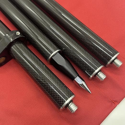 1.8M Carbon Fiber Surveying Prism Pole, 4 Section Survey Rod with 5/8X11 Thread, 4 Section Prism Pole with Level Bubble and Soft Bag