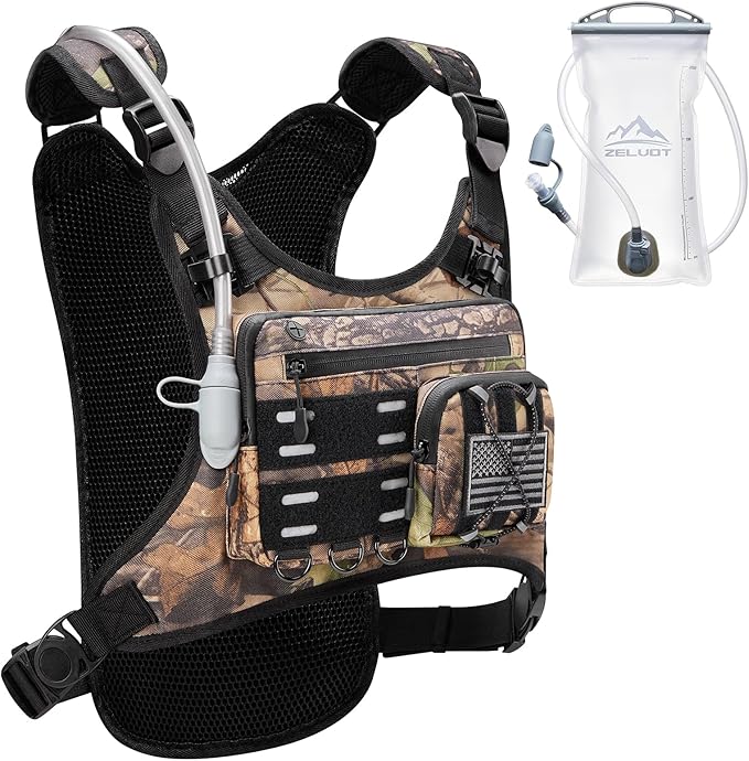 Running Vest with 2L Water Bladder, Hydration Backpack, USA Original Patent, Lightweight Hydration Pack with Gear Holder, Reflective Chest Pack for Men Women for Marathon