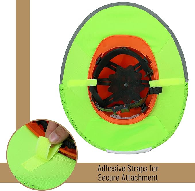 UNCO- Hard Hat Sun Shield, 4 Pack, Green, Full & Standard Brim Mesh Sunshade High Visibility Reflective, Hard Hat Accessories