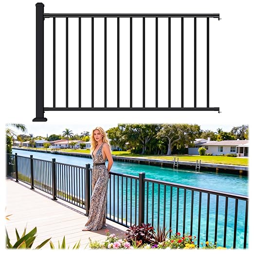 Egadis 36 in. H x 5 ft. W Porch and Deck Railing Kit, Aluminum Railing Kit, Black Textured AAMA 2604 Powder-Coat Finish Rail System for Outdoor Decks, Porches & Balconies (1 Post, 1 Panel)