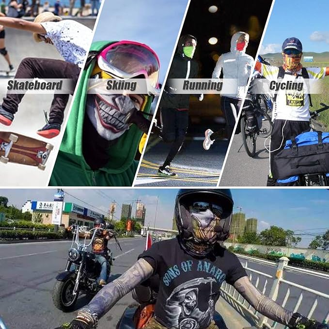 JOEYOUNG Skull Face Mask UV Sun Dust Neck Gaiter Bandana Headwear Motorcycle