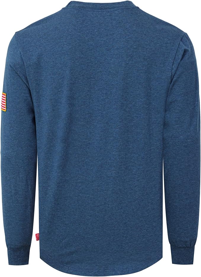 VATRENUS FR Shirt for Men Crewneck Midweight Utility Pocket Fire Resistant Long Sleeve Work Shirts NFPA2112 CAT2