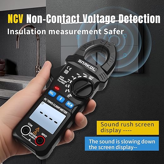 Digital Multimeter Tester 4000 Counts Amp Clamp Meter with 35mm Jaws for AC/DC Voltage and AC Current Meter, Resistance, Diode Capacitance, Continuity, Frequency, Thermocouple, NCV Auto-Ranging