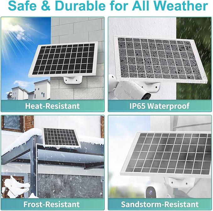 2 Pack 5V 7W Solar Panel Charger Compatible with Arlo Essential 2K Outdoor 2nd Gen, Arlo Essential XL Camera 2nd Gen, Tapo SolarCam C403 A200, Tapo SolarCam 2K, TP-Link Tapo TC82 C425 C403 C420 C400