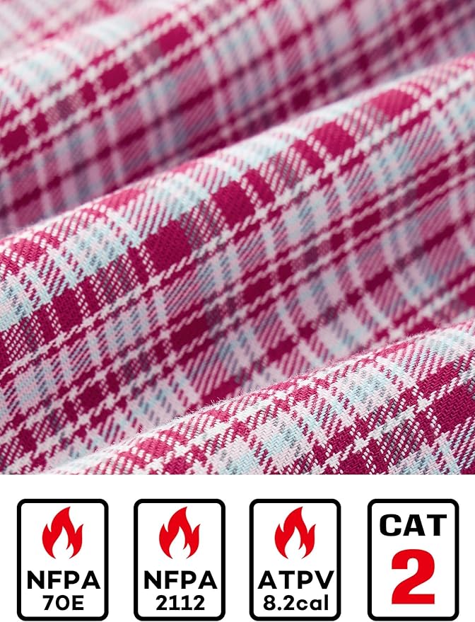 FR Ripstop & Waterproof Welding Shirts for Men 6.5oz Long Sleeve Button Down Fire Retardant 100% Cotton shirts CAT2