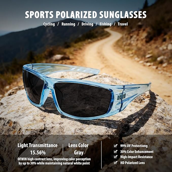 Polarized Sports Sunglasses for Men Women Unbreakable Frame Cycling Fishing Wrap Around Sunglasses UV400 Protection