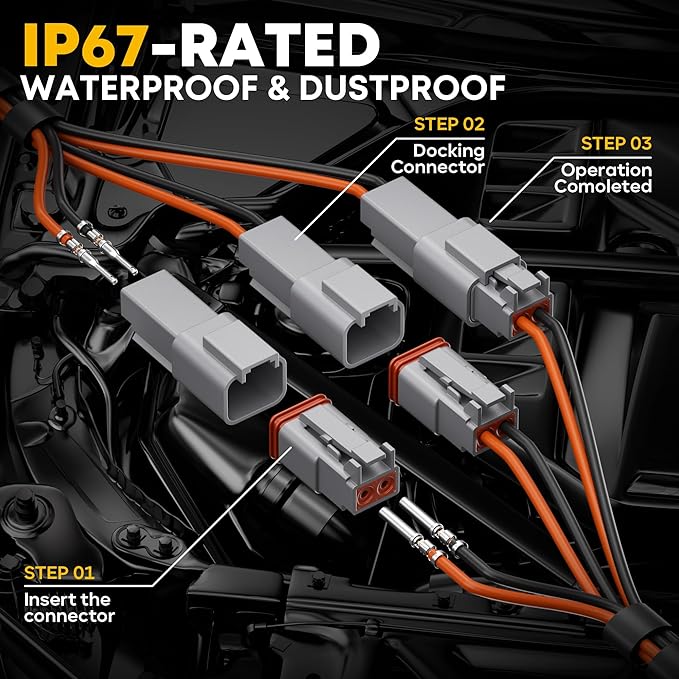 Deutsch DT Series Connector Crimping Tool Kit, 2/3/4/6 Pin Waterproof Automotive Electrical Connectors with 22–14 AWG Deutsch Crimp Tool & Pin Removal Tool for Automotive Wire Harness Repair